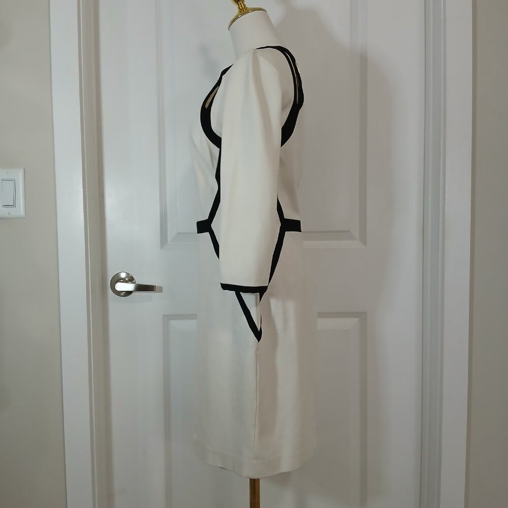 Banana Republic Trim Sheath Dress Women’s Size 8 Cream Black - Like New - Picture 4 of 8